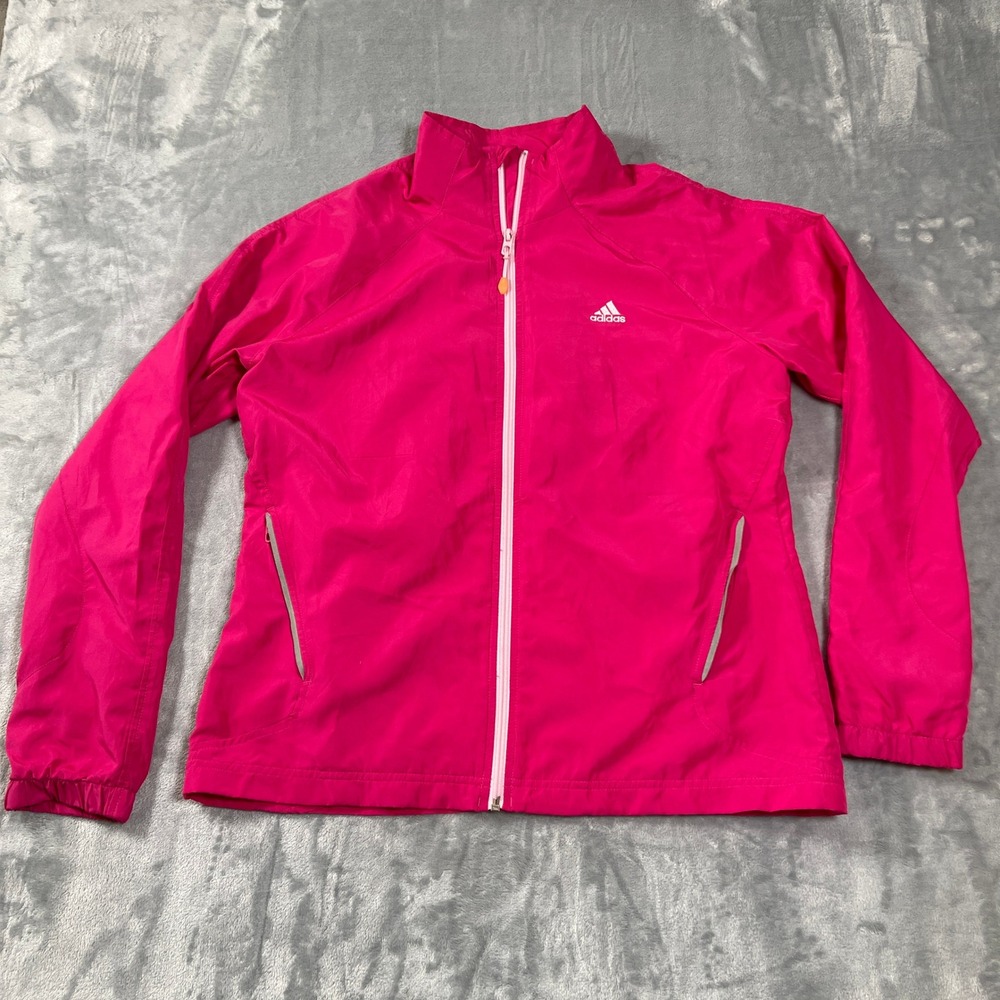 Vintage Adidas Womens Jacket‎ Size Large Pink Full Zip Windbreaker Mesh Lined
